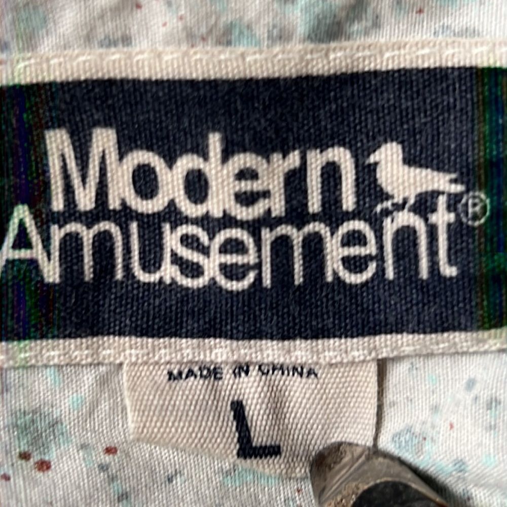 MODERN AMUSEMENT Light Grey Geometric Print Flannel Shirt-L - Picture 7 of 9